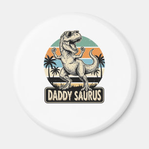 Daddy Saurus Retro Dinosaur Zonsondergang Shirt On Magneet