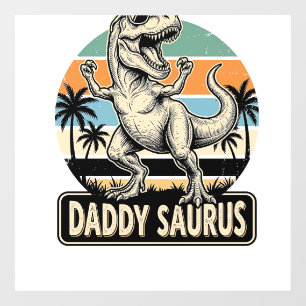 Daddy Saurus Retro Dinosaur Zonsondergang Shirt On Raamsticker