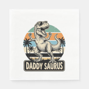Daddy Saurus Retro Dinosaur Zonsondergang Shirt On Servet