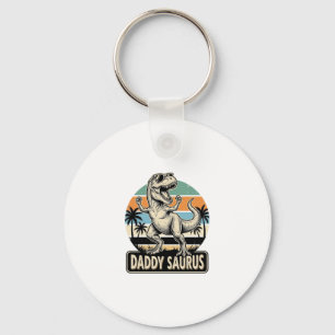 Daddy Saurus Retro Dinosaur Zonsondergang Shirt On Sleutelhanger