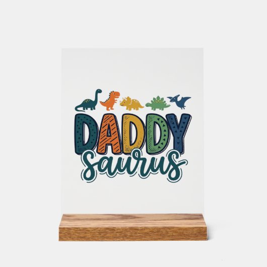 Daddy Saurus Schattige Dinosaur Papa Vectorontwerp Acryl Bord (Voorkant)