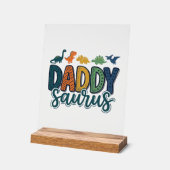 Daddy Saurus Schattige Dinosaur Papa Vectorontwerp Acryl Bord (Hoek)