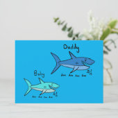 Daddy Shark & Baby Shark Blauwe Vaderdag Kaart (Staand voorkant)
