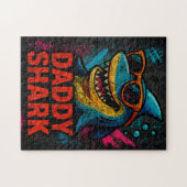 Daddy Shark Vaderdag geschenken Legpuzzel (Horizontaal)