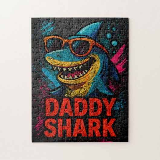 Daddy Shark Vaderdag geschenken Legpuzzel (Verticaal)