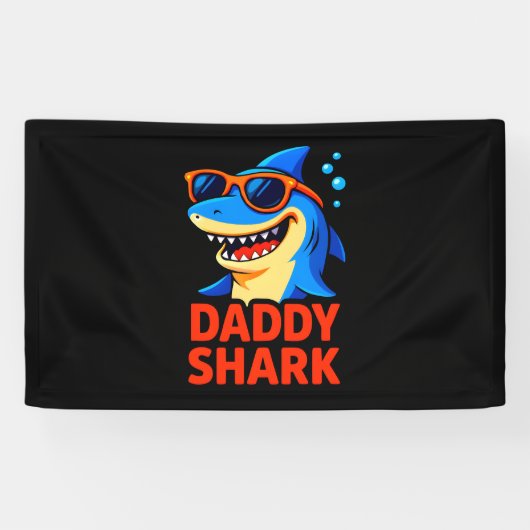 Daddy Shark Vaderdag geschenken Spandoek (Horizontaal)