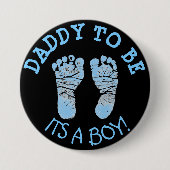 Daddy to Be Baby shower Button Zwart en Blauw (Voorkant)