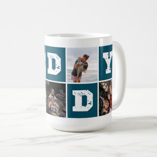 Daddy Typography Collage de photos Coffee Mug (Devant droit)