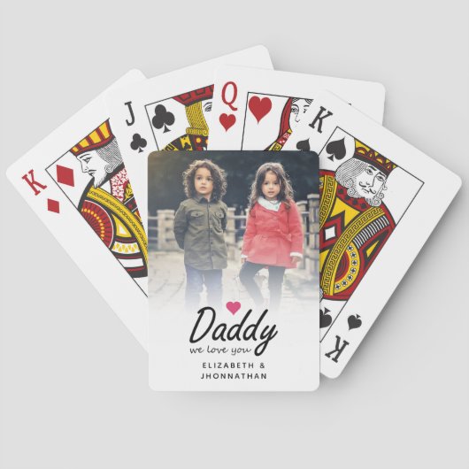 Daddy we love you Script Simple Father Photo Pokerkaarten (Achterkant)