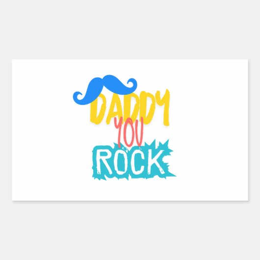 Daddy You Rock Rechthoekige Sticker (Voorkant)