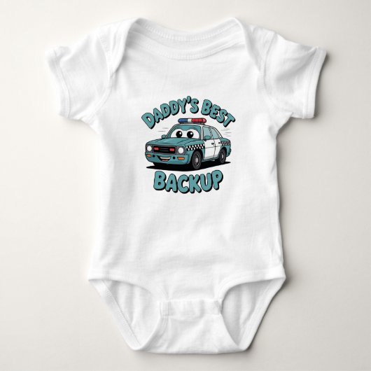Daddy's Best Backup Baby (ontwerp van politieauto) Romper (Voorkant)