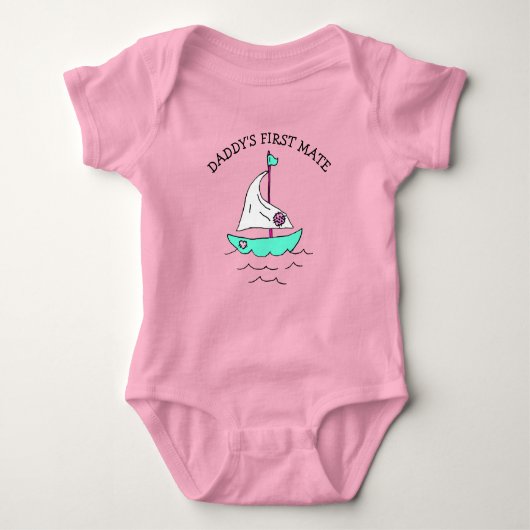 Daddy's eerste stuurman zeilboot baby meisje romper (Voorkant)
