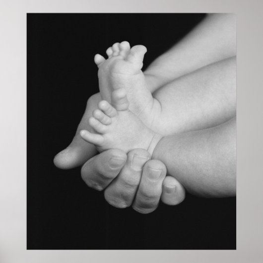 "Daddys Hands" zwarte & witte Baby afdrukken Poster (Voorkant)