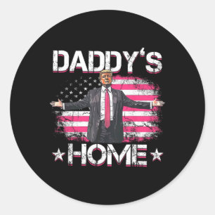 Daddys Home Trump Roze 2024 Grappig Trump Take Ame Ronde Sticker