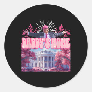 Daddy's Home Trump Shirt Happy 4 juli Vuurwerk P Ronde Sticker