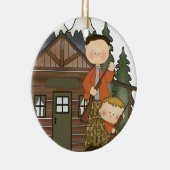 Daddys Little Hunter Rustic Log Cabin  Keramisch Ornament (Rechts)