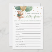 Daddy's Phrase Game Baby shower Teddy Bear Kaart (Voorkant)