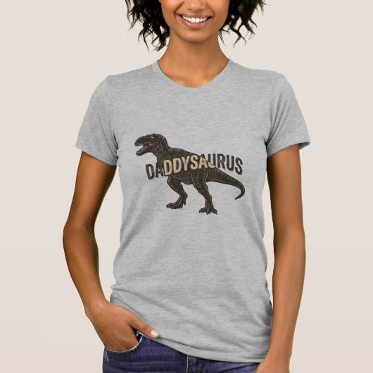 Daddysaurus Dinosaur Vintage Gravure Shirt Ontwerp (Voorkant)