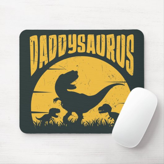 Daddysaurus Dinosaurs Vader Zwart geel Muismat (Met muis)