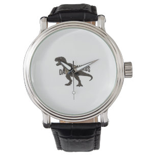 Daddysaurus Dinosaurus Vintage Gravure Shirt Ontwe Horloge