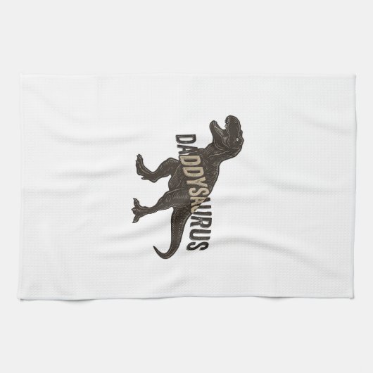 Daddysaurus Dinosaurus Vintage Gravure Shirt Ontwe Theedoek (Horizontaal)