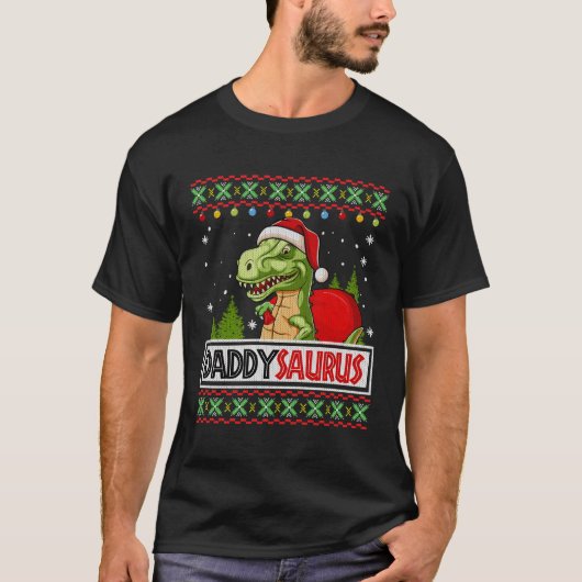 Daddysaurus Funny Dad T Rex Dinosaur Ugly Christma T-shirt (Voorkant)