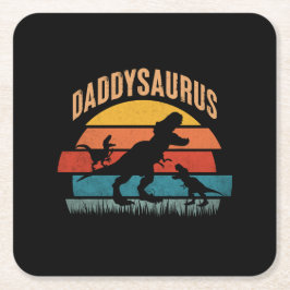 Daddysaurus - Grappige dinosaurus papa cadeau Vierkante Kartonnen Onderzetter