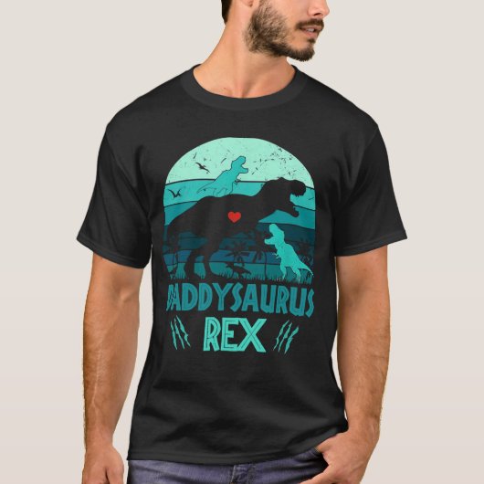 Daddysaurus Rex 2 Kinder vaders Dag Gifts T-shirt (Voorkant)
