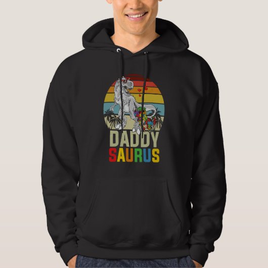 Daddysaurus Rex Dinosaur Daddy Saurus Autism Aware Hoodie (Voorkant)