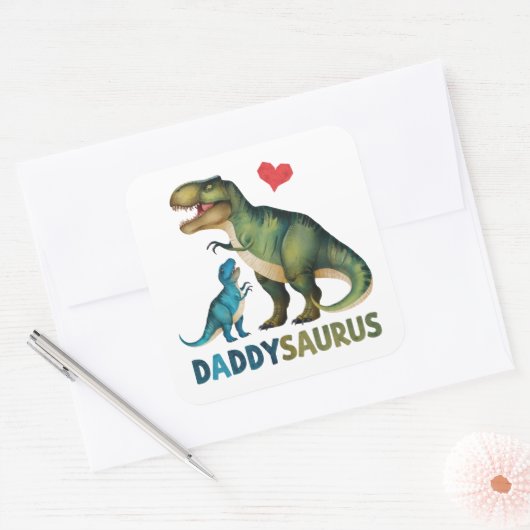 Daddysaurus Vierkante Sticker (Envelop)