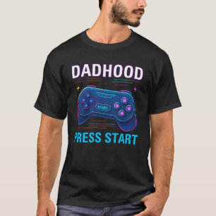 Dadhood Druk op Start Retro Gamer Design T-shirt