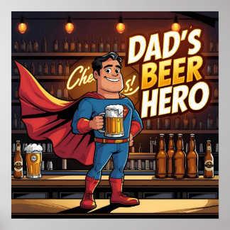 Dad's Beer Hero Comic Digitale Poster Print