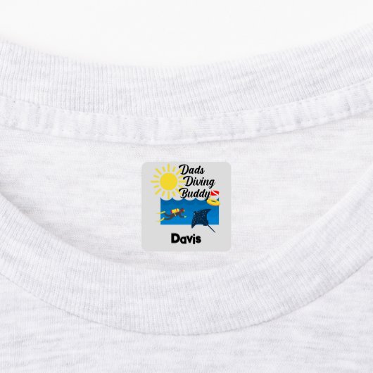 Dads Dads Dving Buddy Design - Small Square Clothi Labels (Aangebracht)