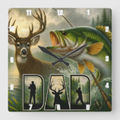Dad's Deer Hunting Vist wilde dieren Vierkante Klok (Voorkant)