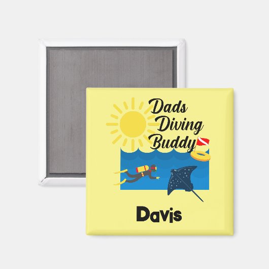 Dads duikboeddontwerp - Square Magnet Magneet (Voorkant / Achterkant)