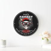 Dad's Garage Never Too Old Skull Tools Black Funny Grote Klok (Huis)