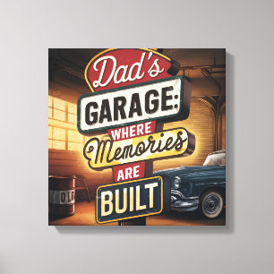 Dad's Garage Retro Automotive Sign Canvas Afdruk