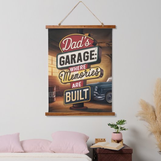 Dad's Garage Retro  Automotive Sign Hangend Wandkleed (Slaapkamer)