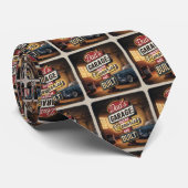 Dad's Garage Retro  Automotive Sign Stropdas (Opgerold)