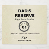 Dad's Reserve | Modern Bourbon Parody Funny Sparkling Wijnetiket (Enkel label)