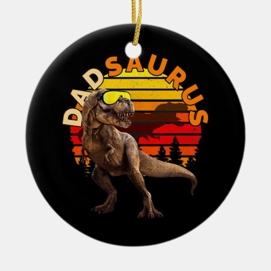 DADSAURUS Jurassic T Rex Dad Retro  World Keramisch Ornament (Voorkant)