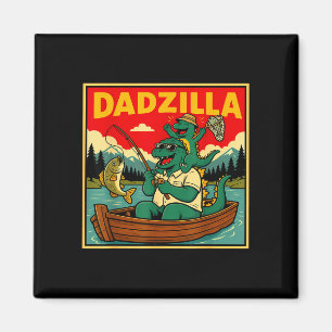 Dadzilla vissen dinosaurus vader en zoon retro magneet