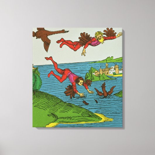 Daedalus en Icarus, 15e eeuw Canvas Afdruk (Voorkant)