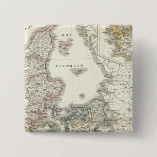 Daenemark, Island - Denemarken, IJsland Vierkante Button 5,1 Cm