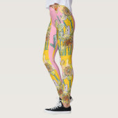 Daffodil Aquarelle Fleur Rose Leggings Floraux (Gauche)