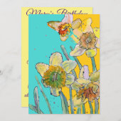 Daffodil Art Waterverf Birthday Uitnodiging (Voorkant / Achterkant)