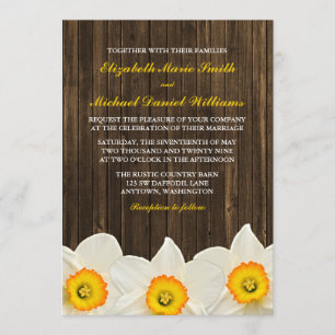Daffodil Barn Wood Wedding Kaart