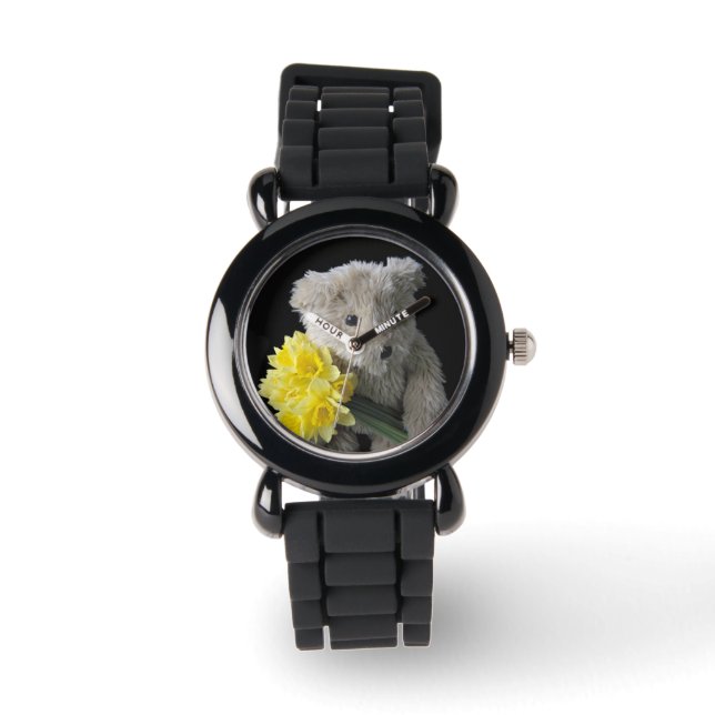 Daffodil beer glitter horloge (Voorkant)