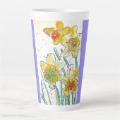 Daffodil Bloem Bloemen Waterverf Vrouwen Naam Latte Mok (Voorkant)