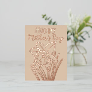 Daffodil Bloemen Gelukkige Moederdag Goud Folie Feestdagen Briefkaart